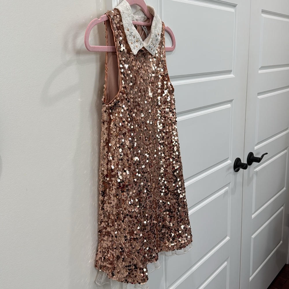 Beautees Girls Fancy Party Holiday Dress Rose Gold Sequins Formal Dance, sz 10 - Picture 4 of 8